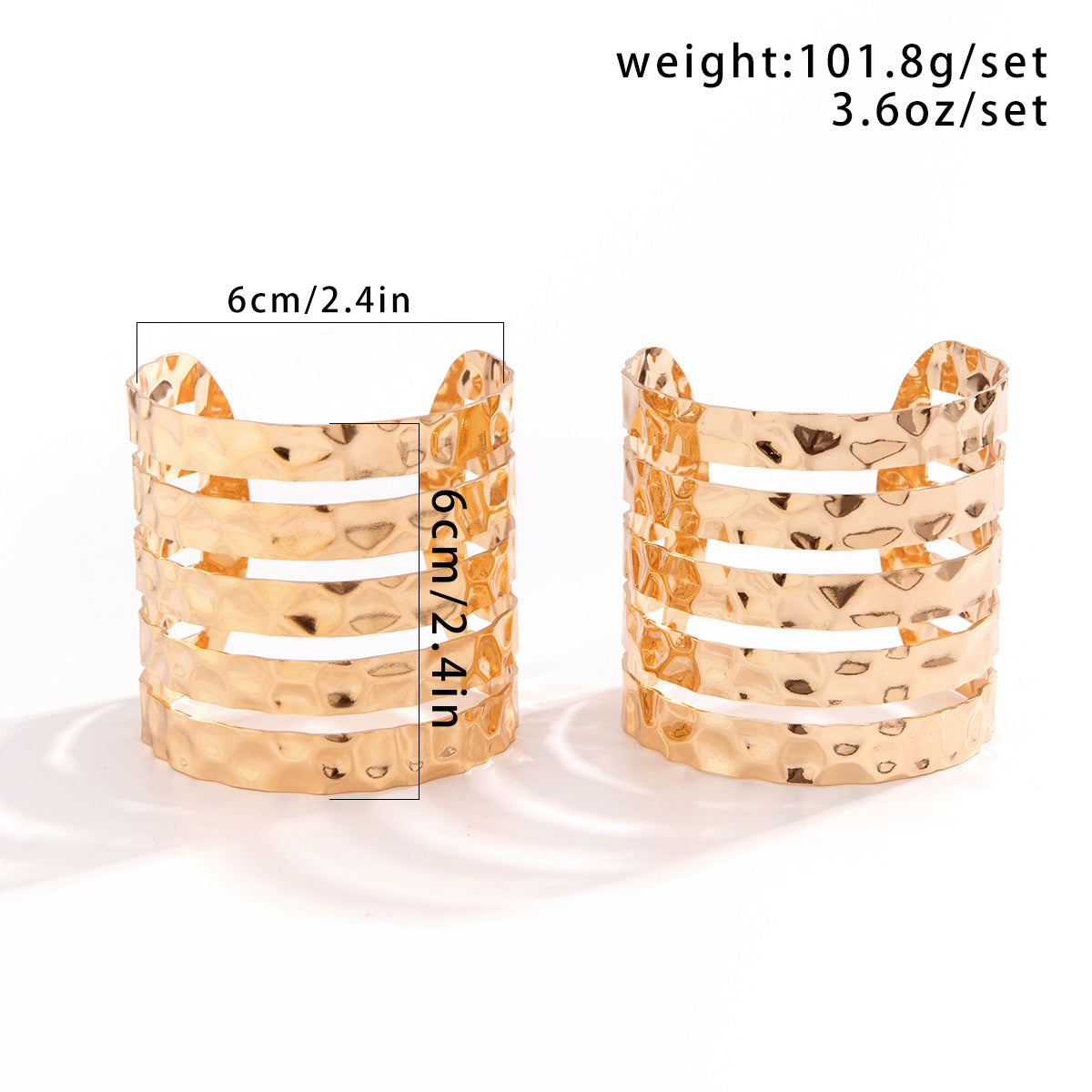 Brazalete Geométrico de Hierro en Estilo IG, Bañado en Oro Blanco y Oro