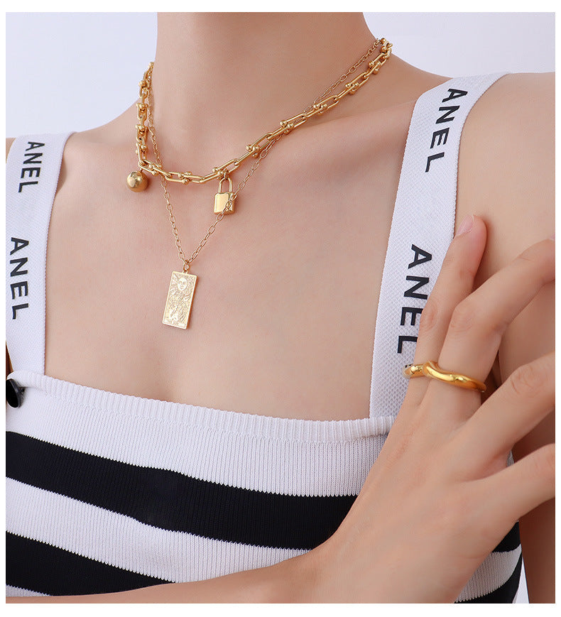 Collar con Colgante Retro del Sol y la Luna