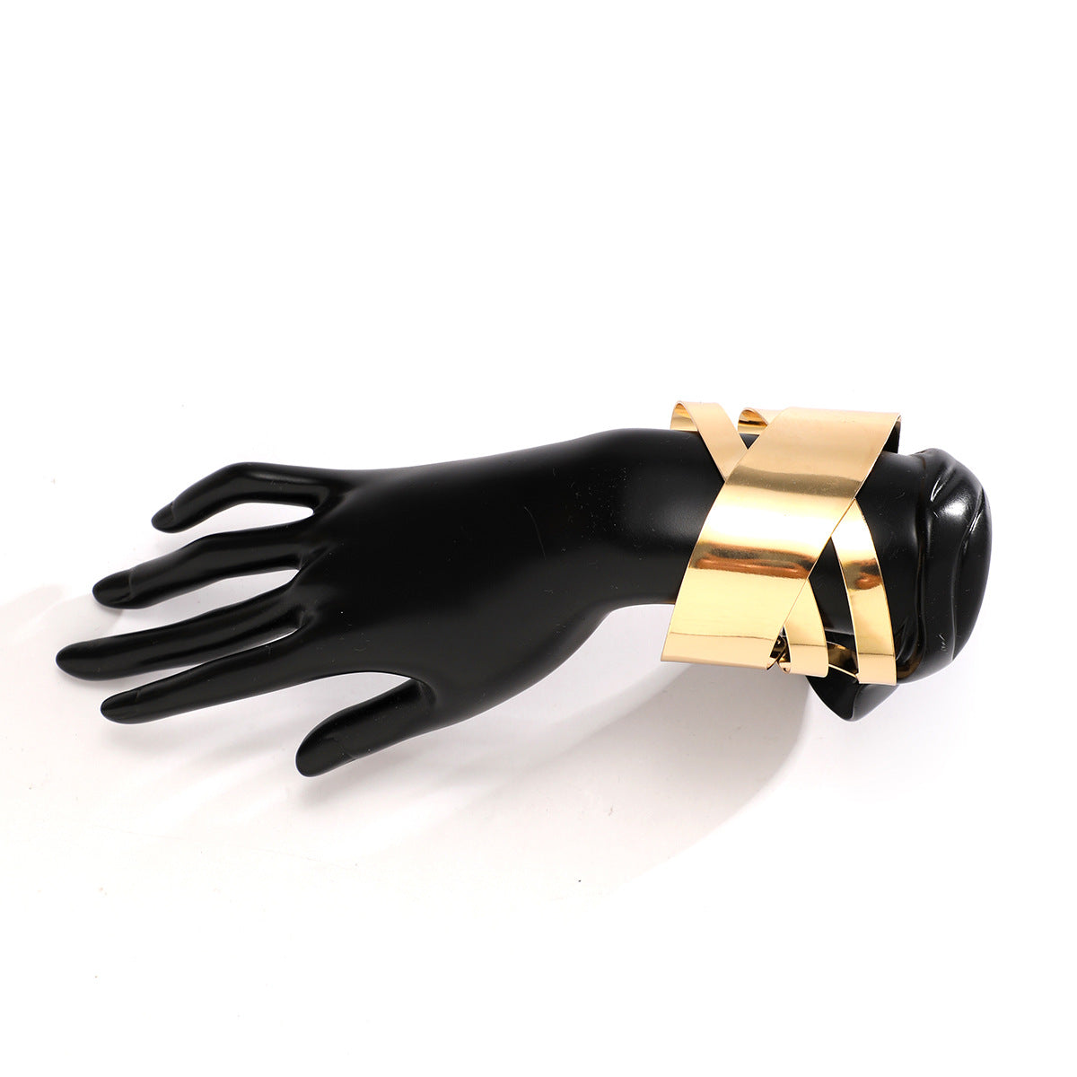 Brazalete Geométrico de Hierro en Estilo IG, Bañado en Oro Blanco y Oro