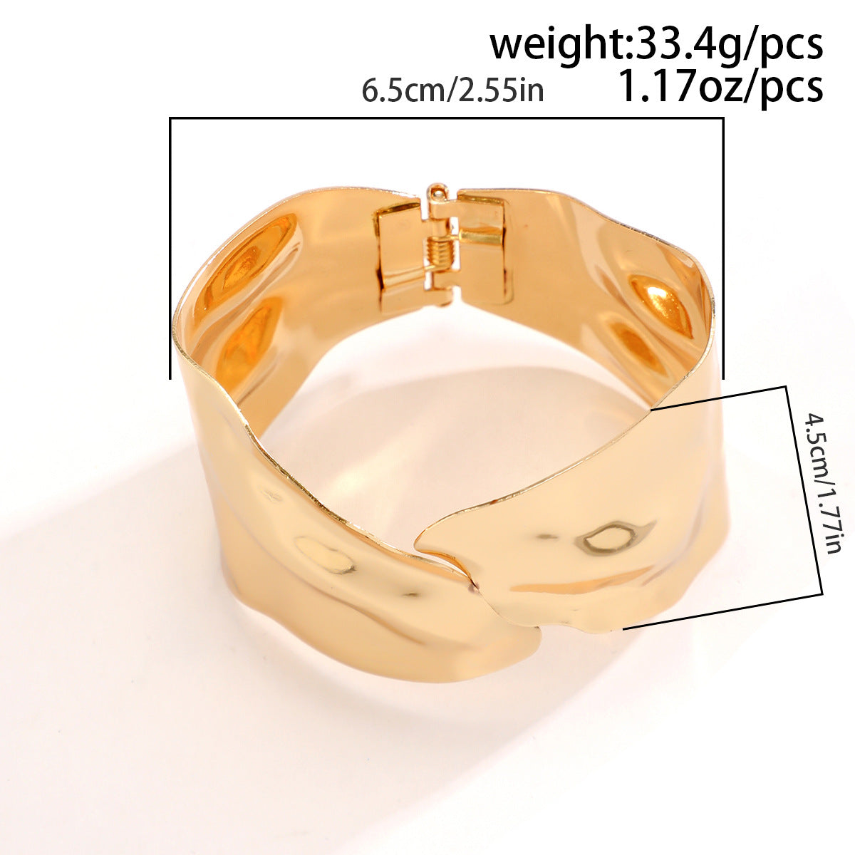 Brazalete Geométrico de Hierro en Estilo IG, Bañado en Oro Blanco y Oro