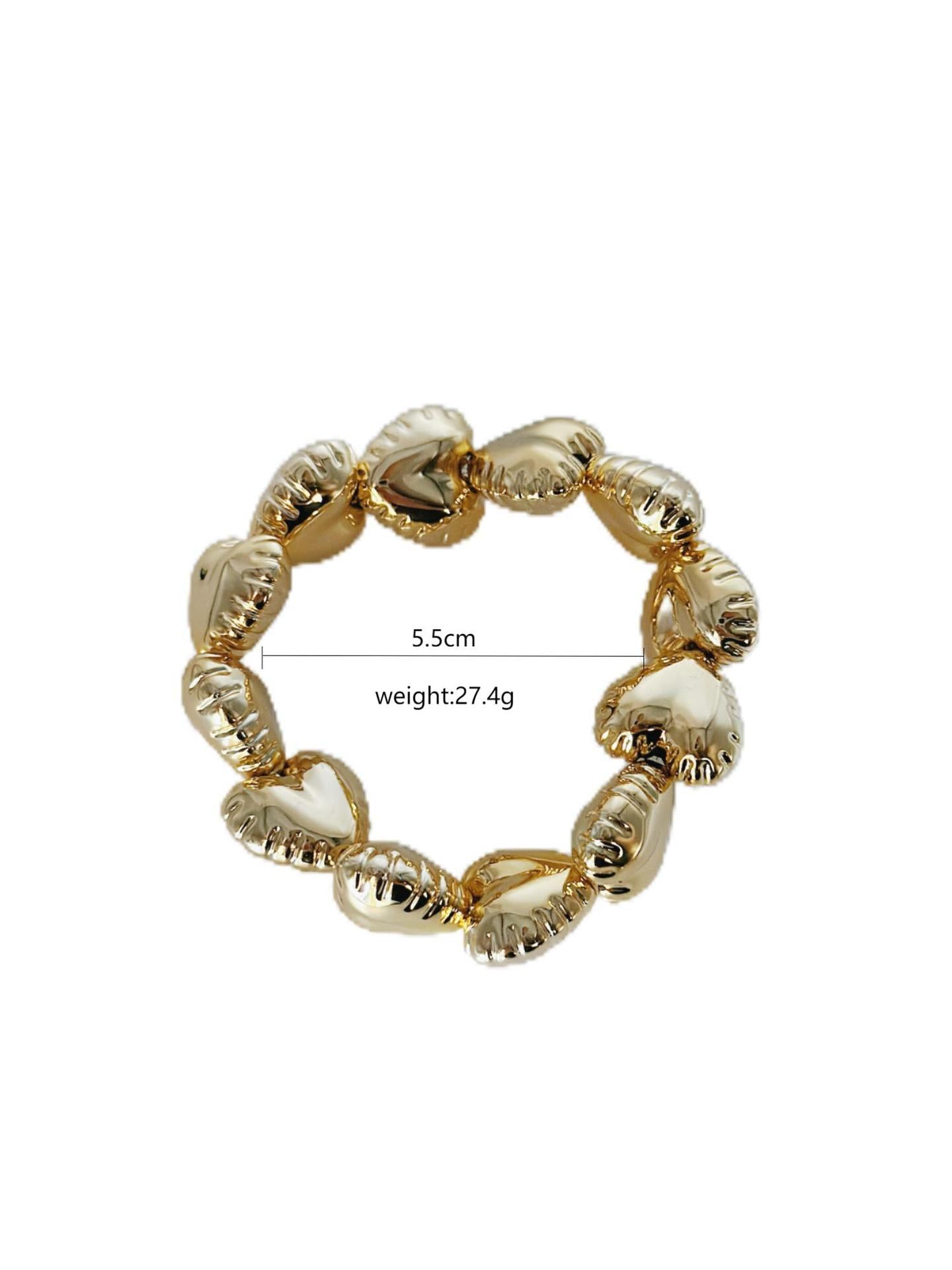 Pulsera Asimétrica de Cobre con Diseño de Globo y Motivo de Gotas de Agua en Forma de Rombos