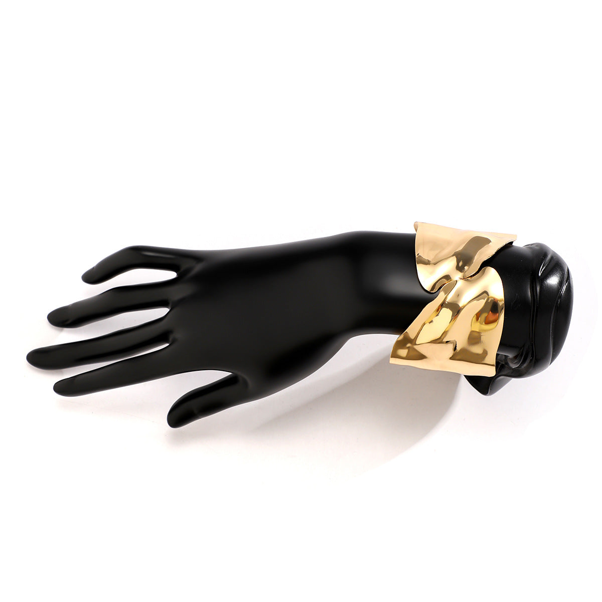 Brazalete Geométrico de Hierro en Estilo IG, Bañado en Oro Blanco y Oro