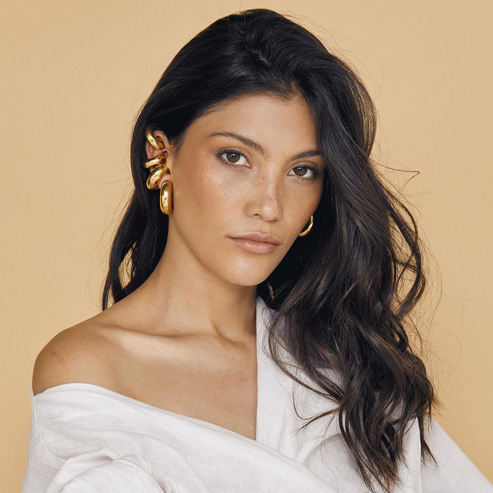 1 par de ear cuffs simple estilo streetwear forma de u chapado en acero inoxidable