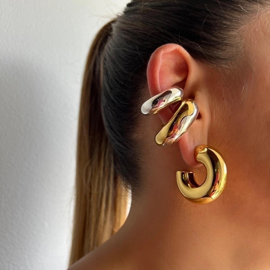 1 par de ear cuffs simple estilo streetwear forma de u chapado en acero inoxidable