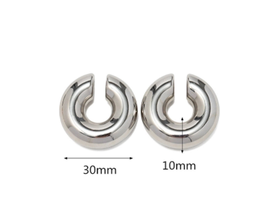 1 par de ear cuffs simple estilo streetwear forma de u chapado en acero inoxidable