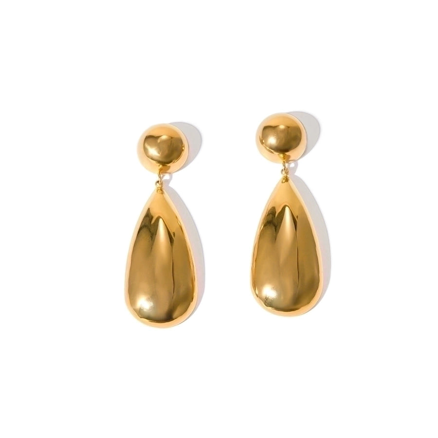 Aretes Colgantes en Forma de Gotas de Agua de Acero Inoxidable Bañados en Oro de 18K - Estilo IG