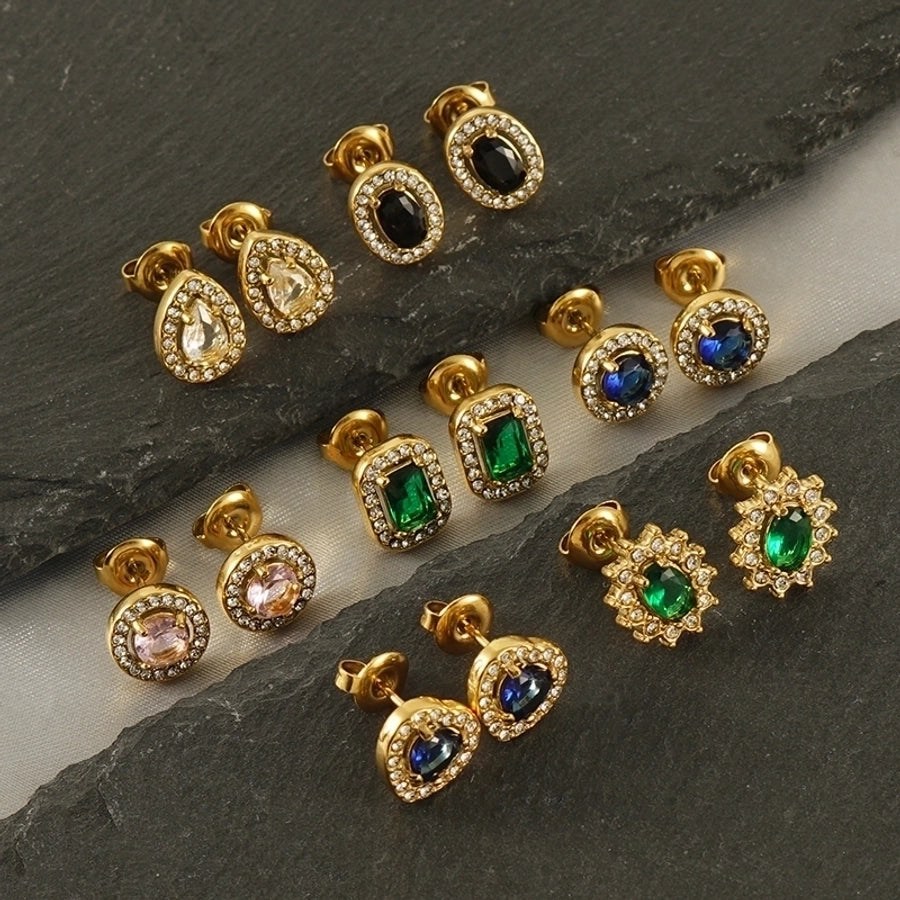1 Par de Pendientes Elegantes Estilos Acero Inoxidable