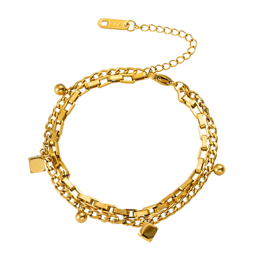Brazalete de Acero Titanio de Color Sólido Chapado en Oro - Ideal para el Uso Diario