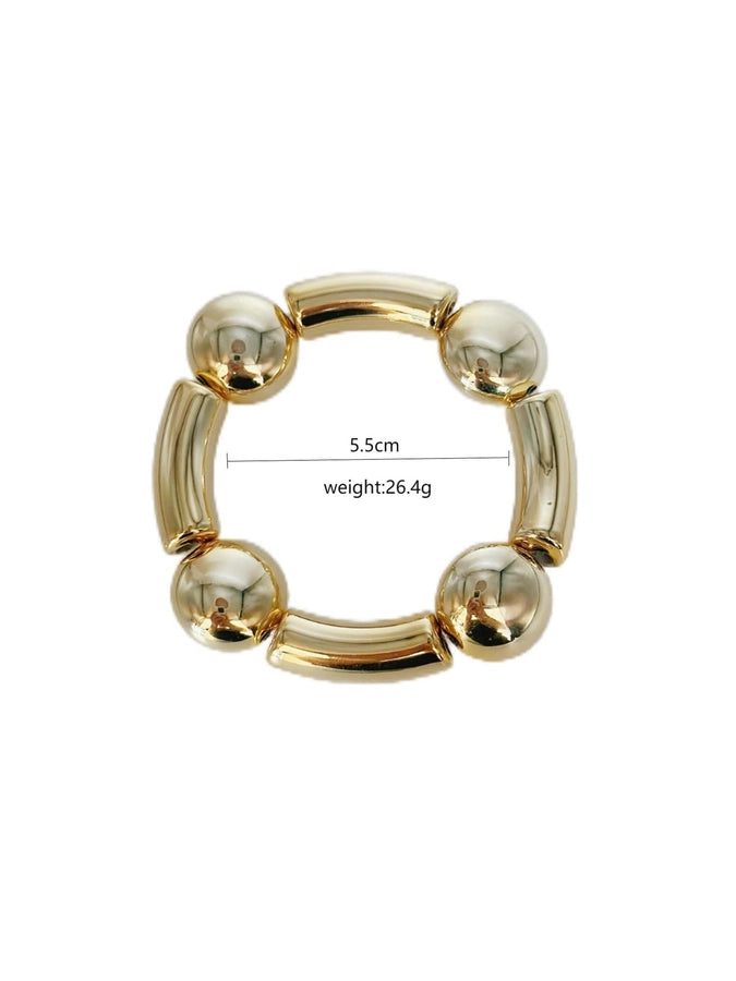 Pulsera Asimétrica de Cobre con Diseño de Globo y Motivo de Gotas de Agua en Forma de Rombos