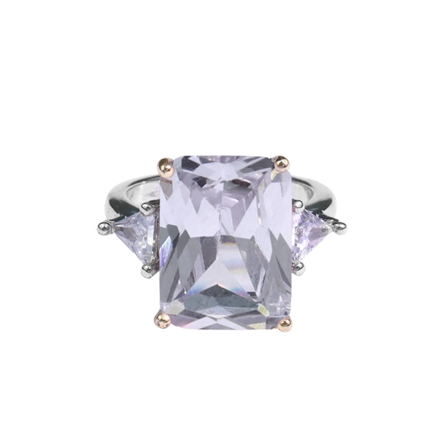 Anillo de Moda con Diseño Geométrico de Diamante Azul y Triángulo Incrustado con Circón