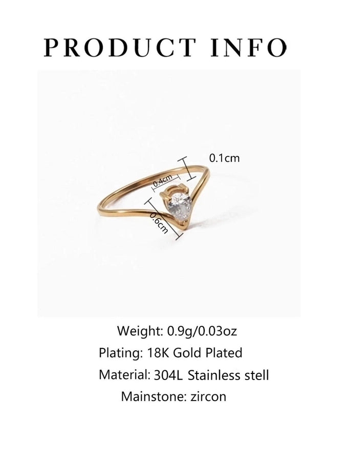 Anillo de Estilo Vintage en Acero Inoxidable 304 Chapado en Oro de 18K con Incrustaciones de Zirconia