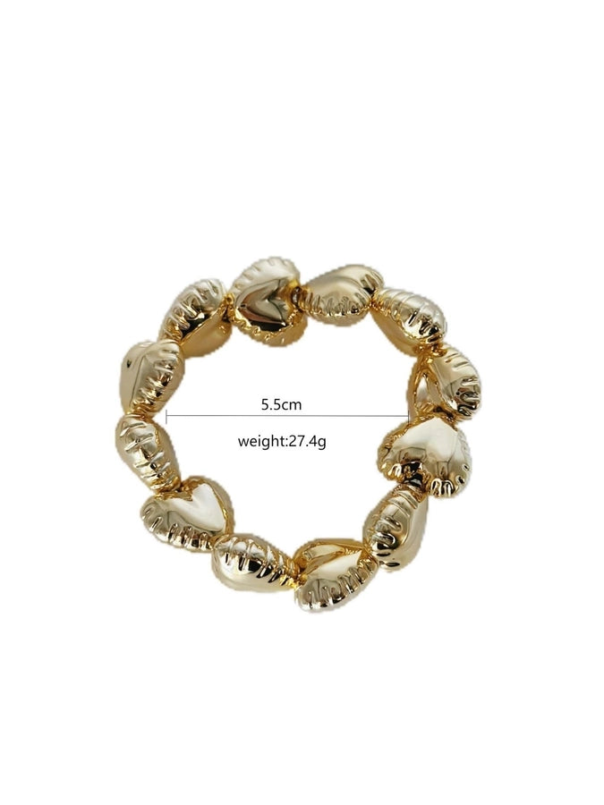 Pulsera Asimétrica de Cobre con Diseño de Globo y Motivo de Gotas de Agua en Forma de Rombos