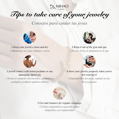 Brazalete Geométrico de Hierro en Estilo IG, Bañado en Oro Blanco y Oro